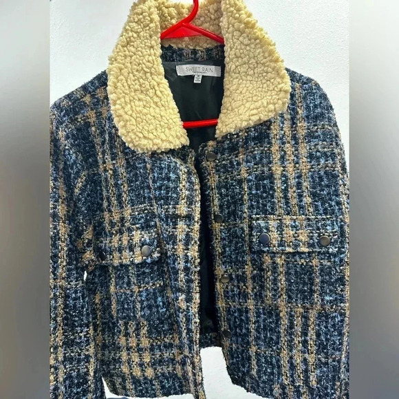 Sweet Rain Tweed Bomber Blazer Size M - Picture 1 of 4